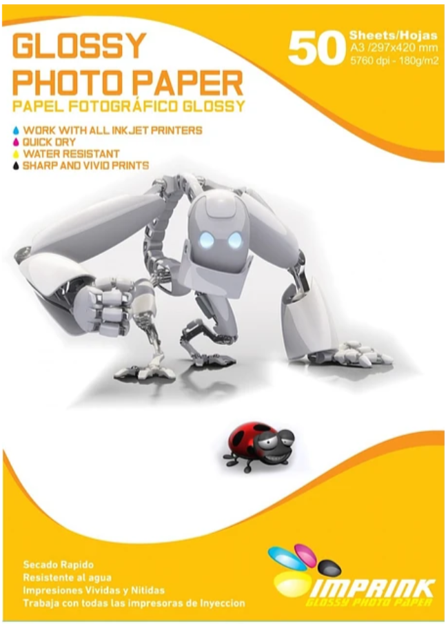 PAPEL FOTOGRAFICO GLOSSY A3 180 GRS